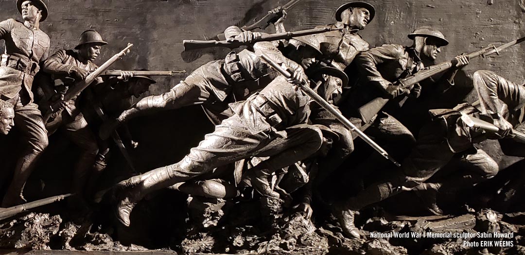 Click to enlarge - The World War 1 Memorial by sculptor Sabin Howard showing charging soldiers The World War 1 Memorial by sculptor Sabin Howard