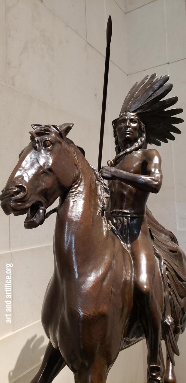 Detail view of Indian Warrior by Alexander Phimister Proctor
